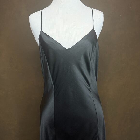 Victoria’s Secret 100% Silk Slip Dress Black Maxi 90s Vintage Bias Cut Size L - Picture 2 of 10